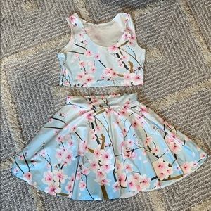 Matching crop top and skirt set